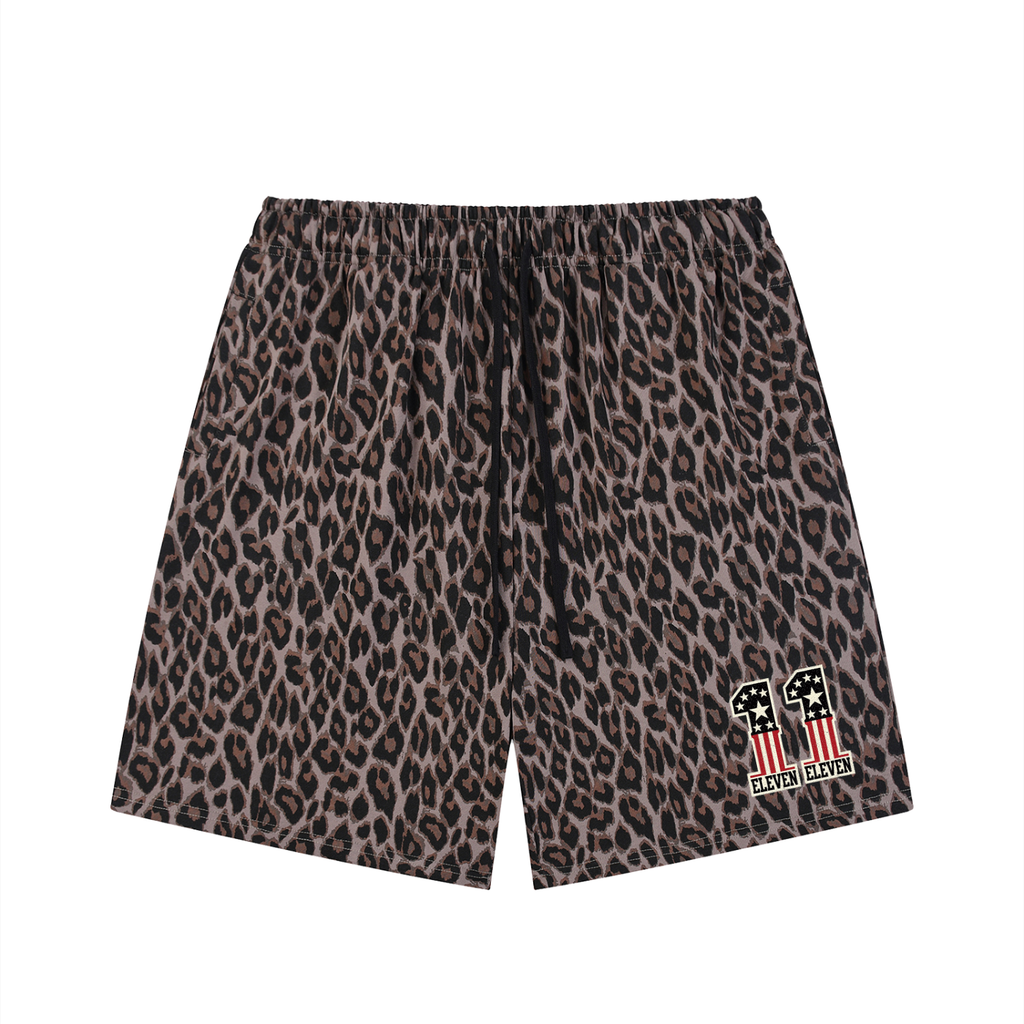 Unisex Heavyweight Leopard Drawstring Shorts