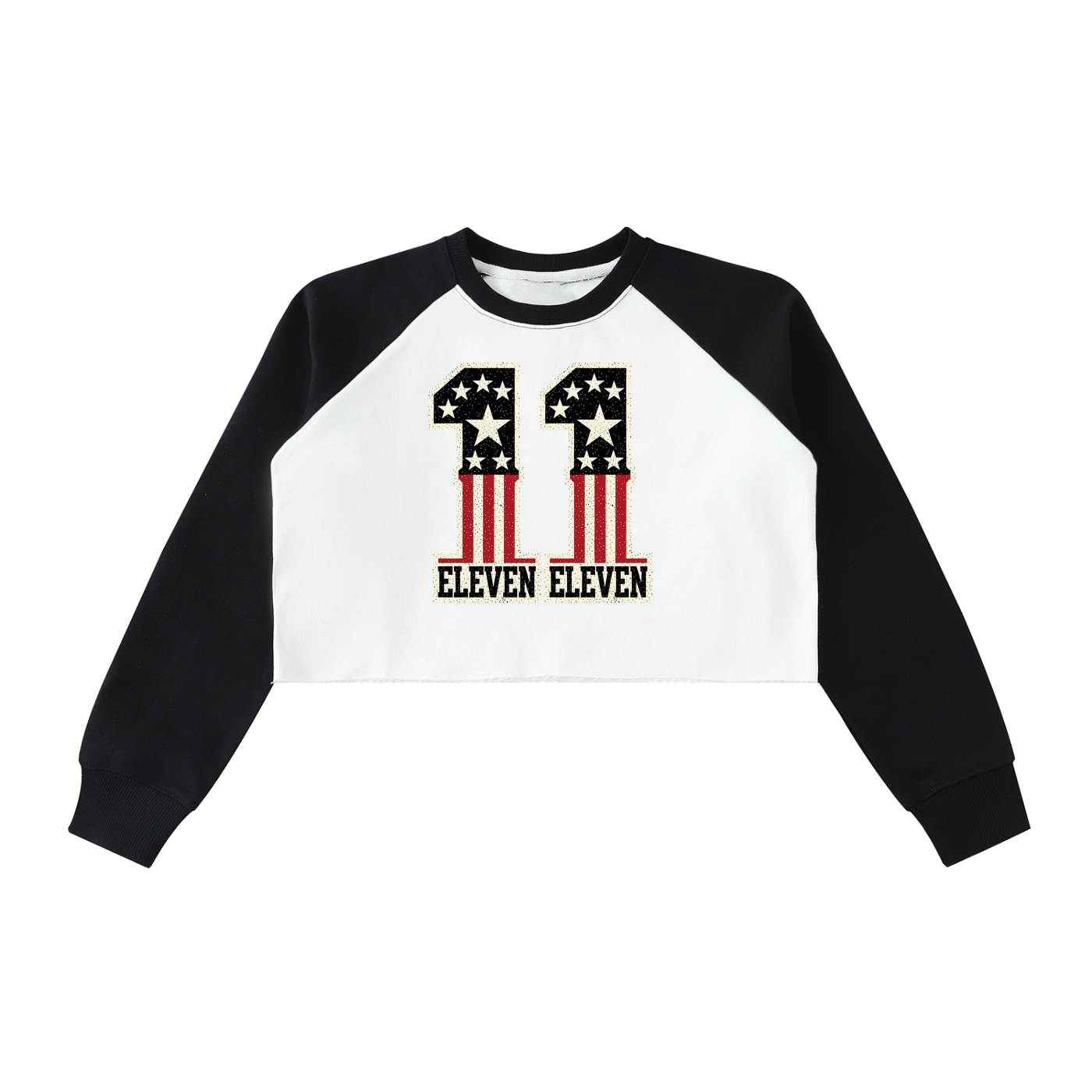 Raw-Hem Color-Block Raglan Crop Sweatshirt