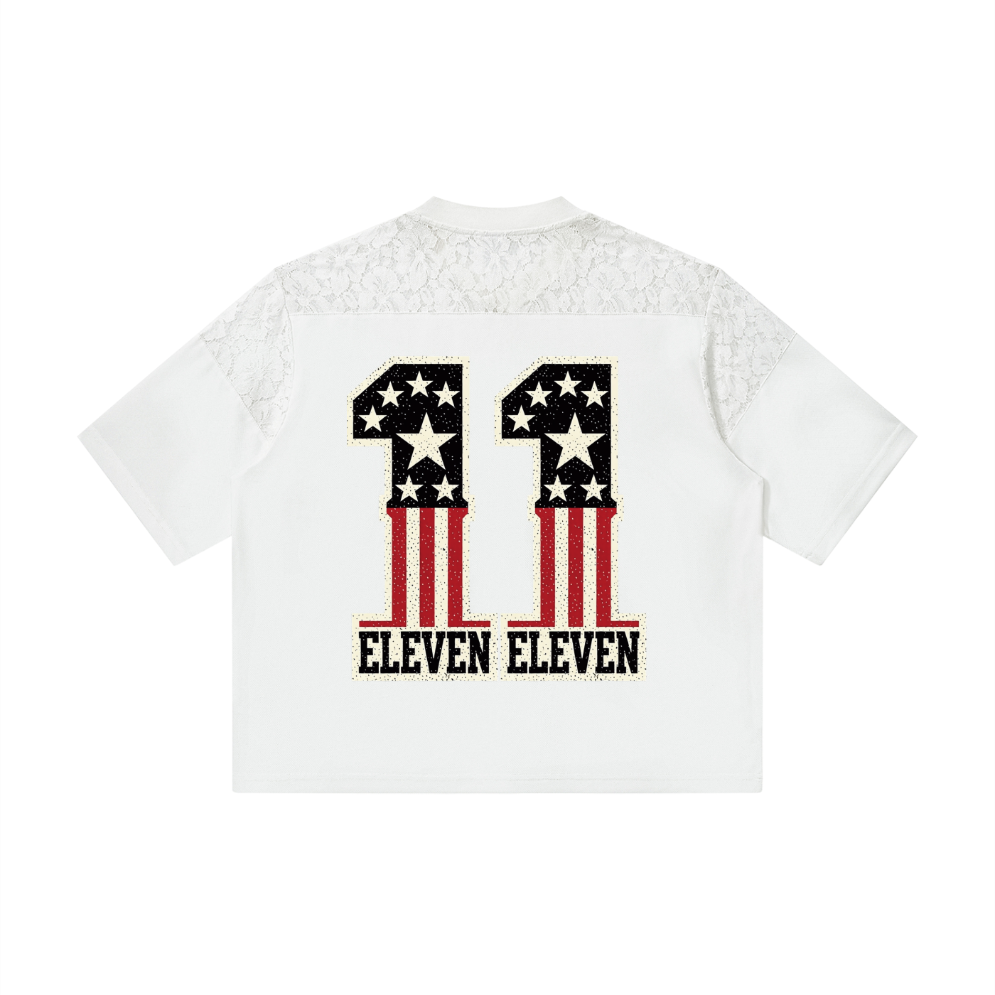 Unisex Lace Paneling V-Neck T-Shirt