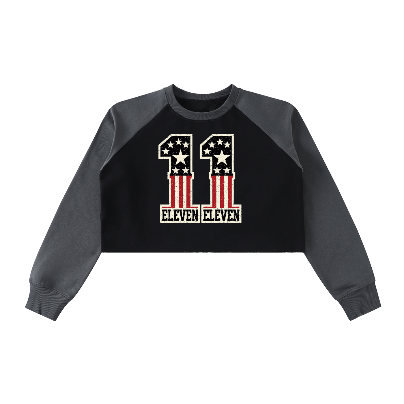 Raw-Hem Color-Block Raglan Crop Sweatshirt