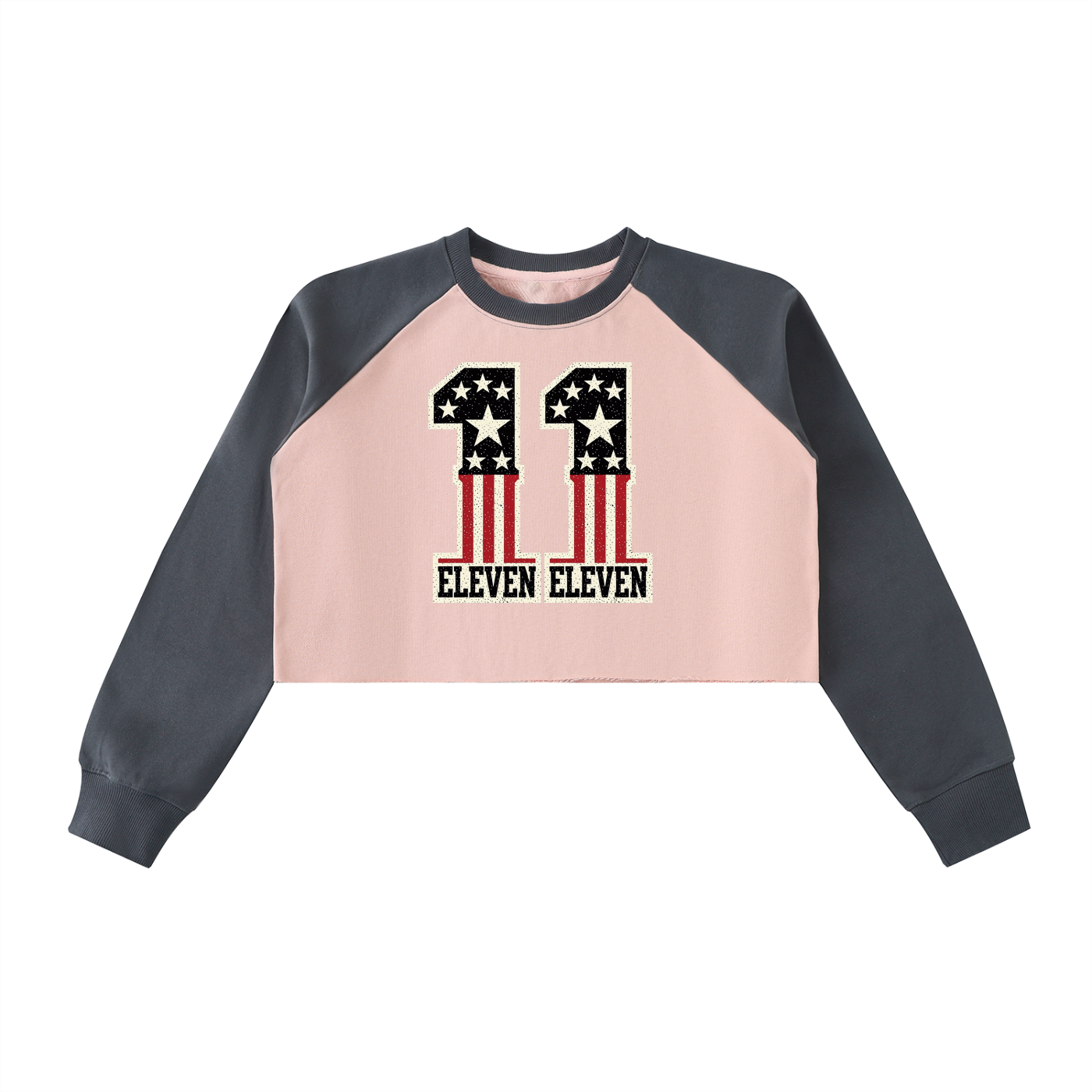 Raw-Hem Color-Block Raglan Crop Sweatshirt