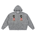 Unisex Leopard Print Waffle Full Zip Hoodie