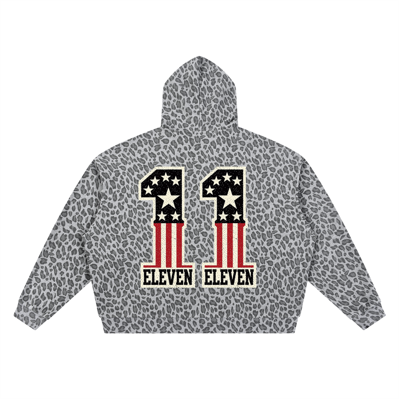 Unisex Leopard Print Waffle Full Zip Hoodie