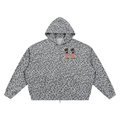 Unisex Leopard Print Waffle Full Zip Hoodie