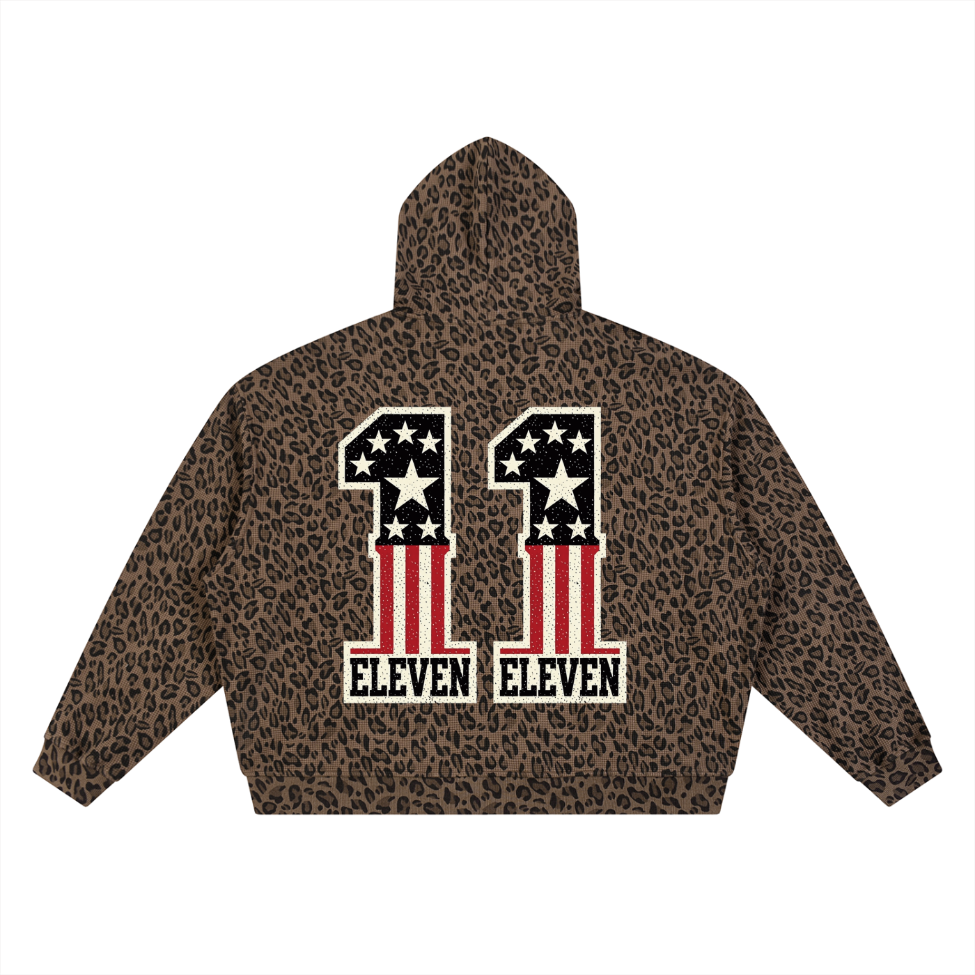 Unisex Leopard Print Waffle Full Zip Hoodie