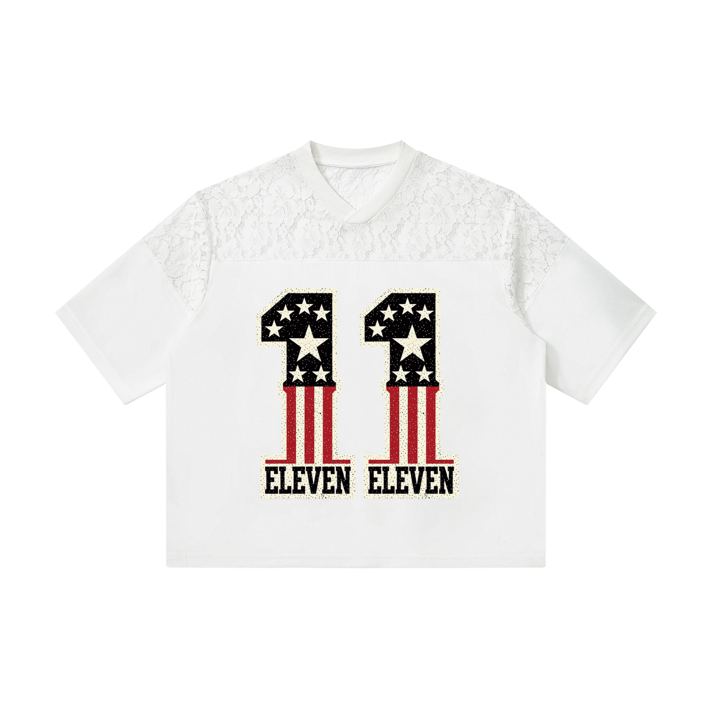 Unisex Lace Paneling V-Neck T-Shirt