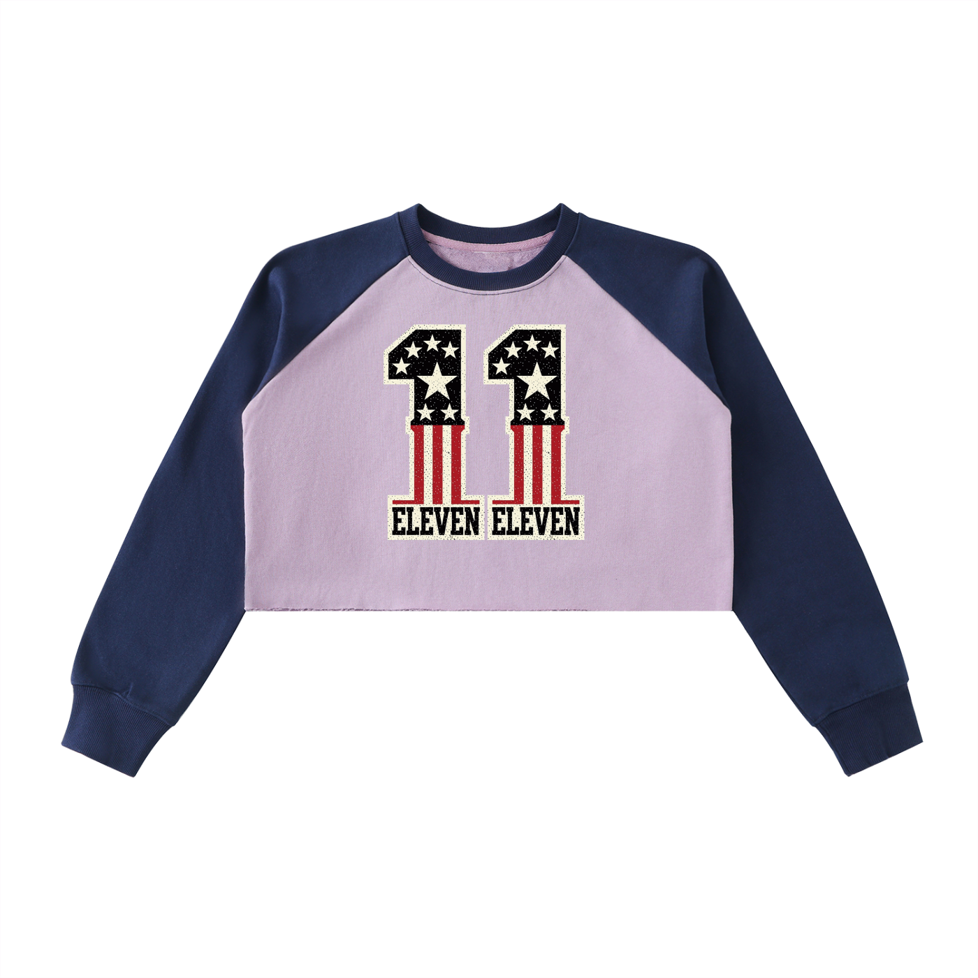 Raw-Hem Color-Block Raglan Crop Sweatshirt